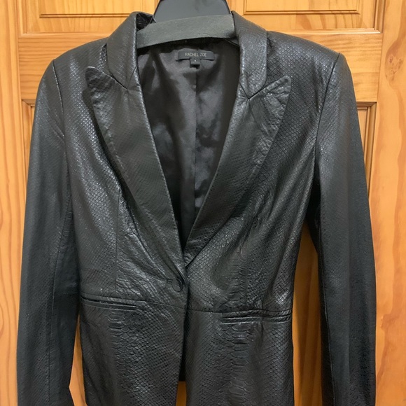 Rachel Zoe black 100% python-embossed leather slim blazer - Picture 1 of 16